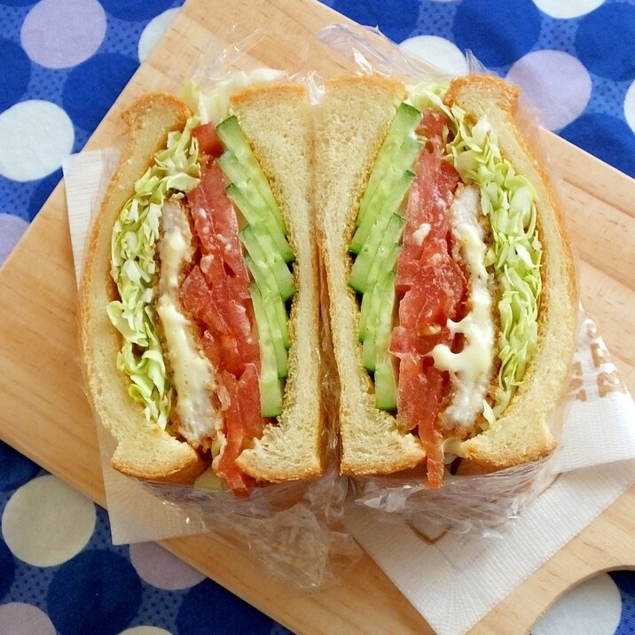 簡単☆お野菜たっぷり!チーズカツサンド♪